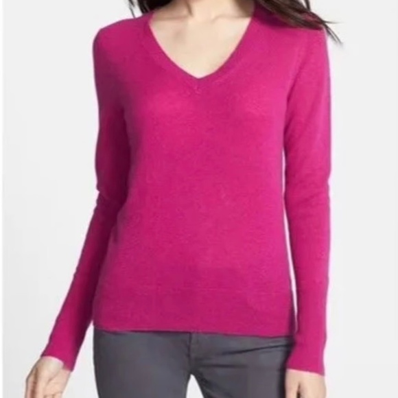 MODA International Silk Cashmere blend V neck long sleeve sweater - Picture 1 of 10